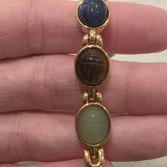 Egyptian Revival Scarab Watch Multi-Stone Mother Of Pearl Small 6in Petite Wrist main image 7